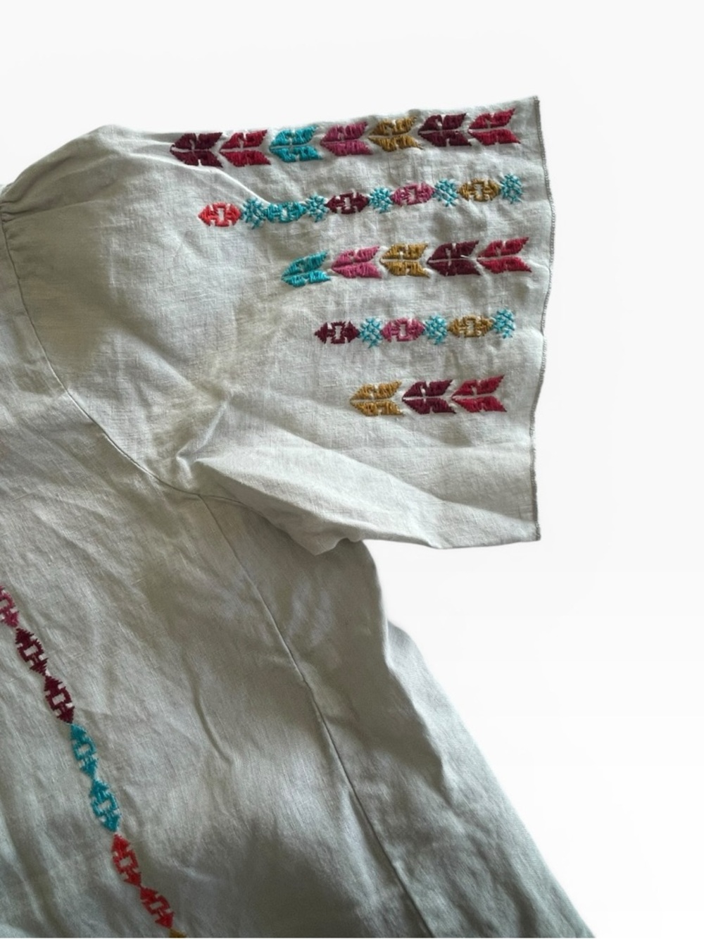 Johnny Was Linen Embroidered Boho Blouse Floral Tunic Top Relaxed Fit - Picture 5 of 16